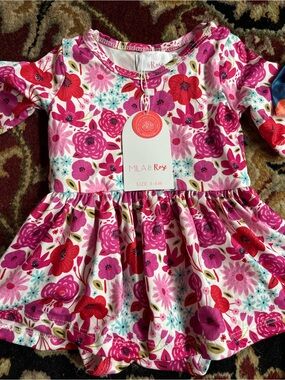 NWT Mila & Rose floral spring twirl dress romper 3-6mo